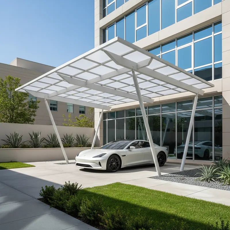 Modern Curved Polycarbonate Car Shed