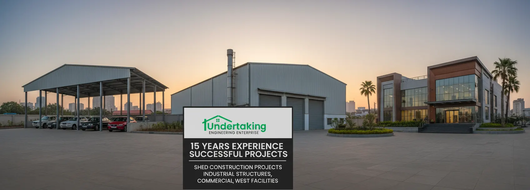 Portfolio of completed shed construction projects by Undertaking Engineering Enterprise showcasing 15 years of experience in Kolkata and West Bengal