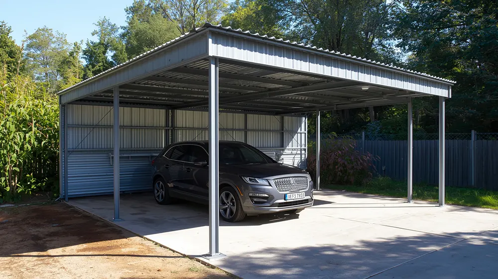 Budget Friendly Single Slope Corrugated Metal Car Parking Shed