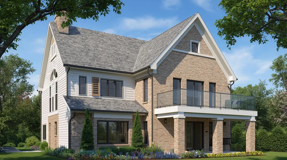 Modern Gable Fronted House with Brick and Siding Facade