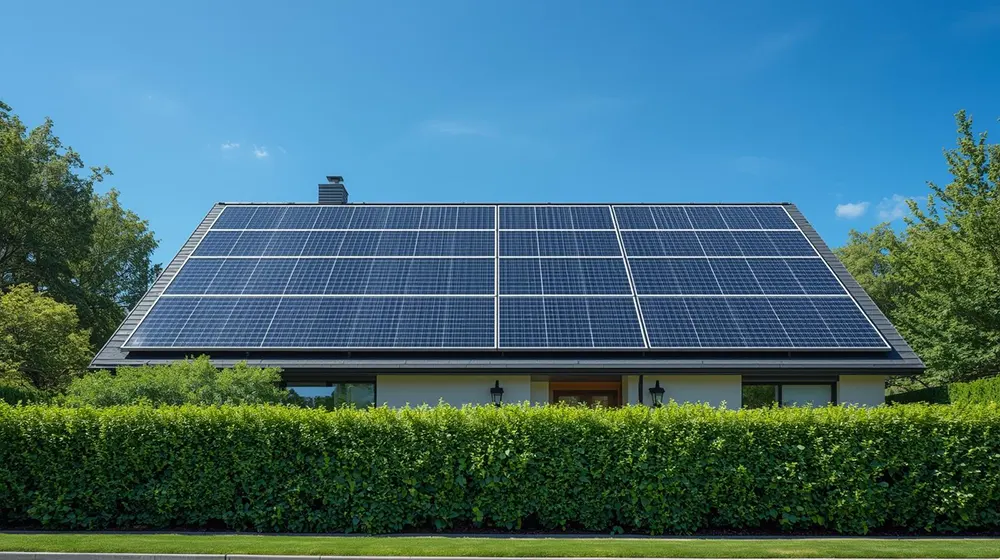 Modern House with Full Roof Solar Panel Array