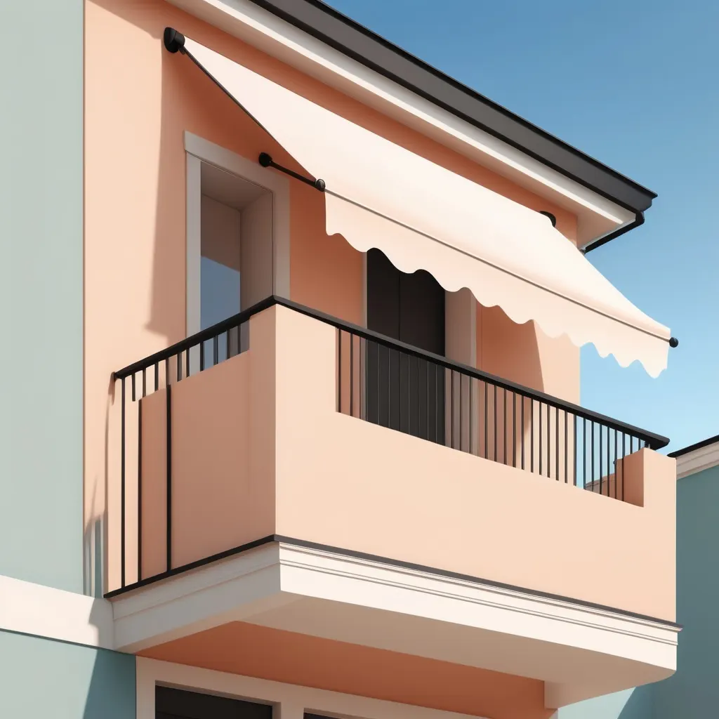 Simple Scalloped Fabric Awning Balcony Shed on Modern Apartment