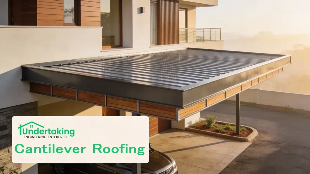 Residential Cantilever Roofing Canopy Over Driveway Porch